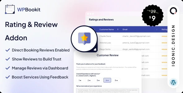 WPBookit – Rating and Review (Addon)